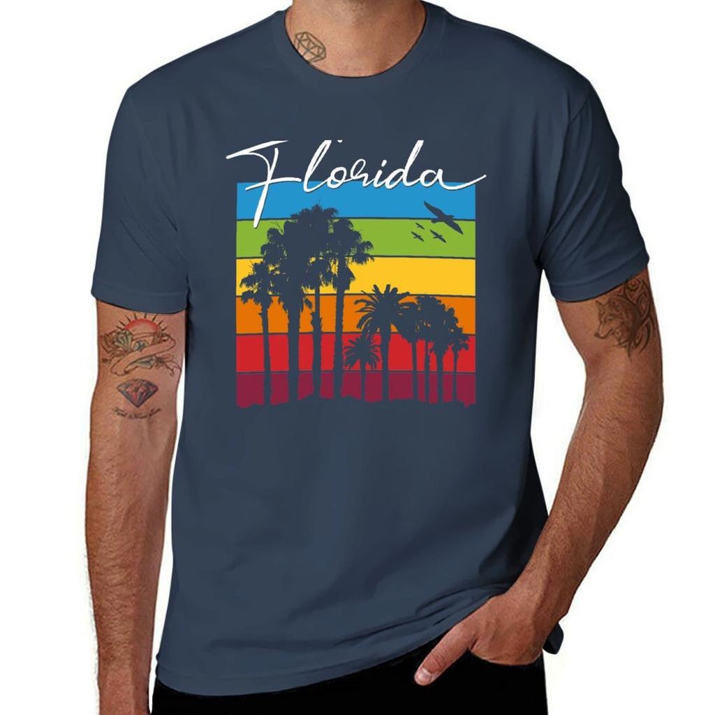 Florida Tropical Palm Trees Vacation Souvenir T-Shirt man t shirts cotton T-Shirt
