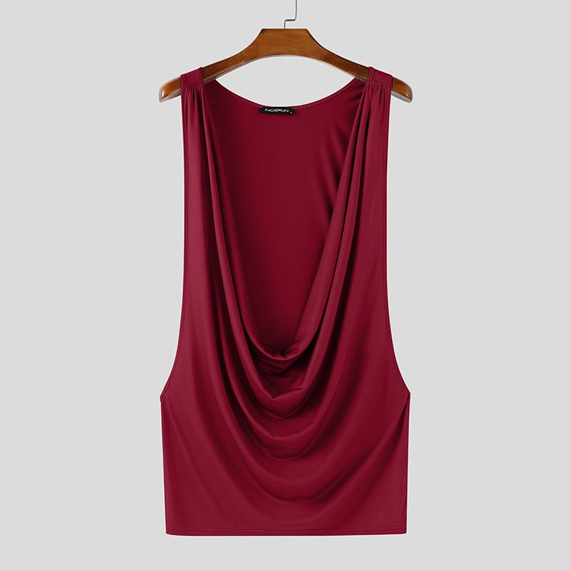 

INCERUN Сексуальные майки без рукавов с глубоким U-образным вырезом и полупрозрачным эффектом для дома и сна 4XL вино красного