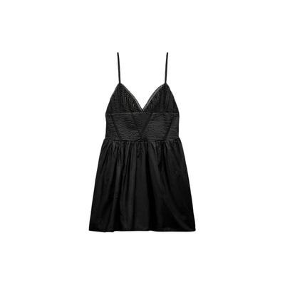 Solid Color Comfortable Embroidered Slip Dress Women Dresses Black 7521303-800