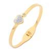 Heart-shaped Zirconia Inlaid Titanium Steel Bracelet for Women - Open Spring European Style.