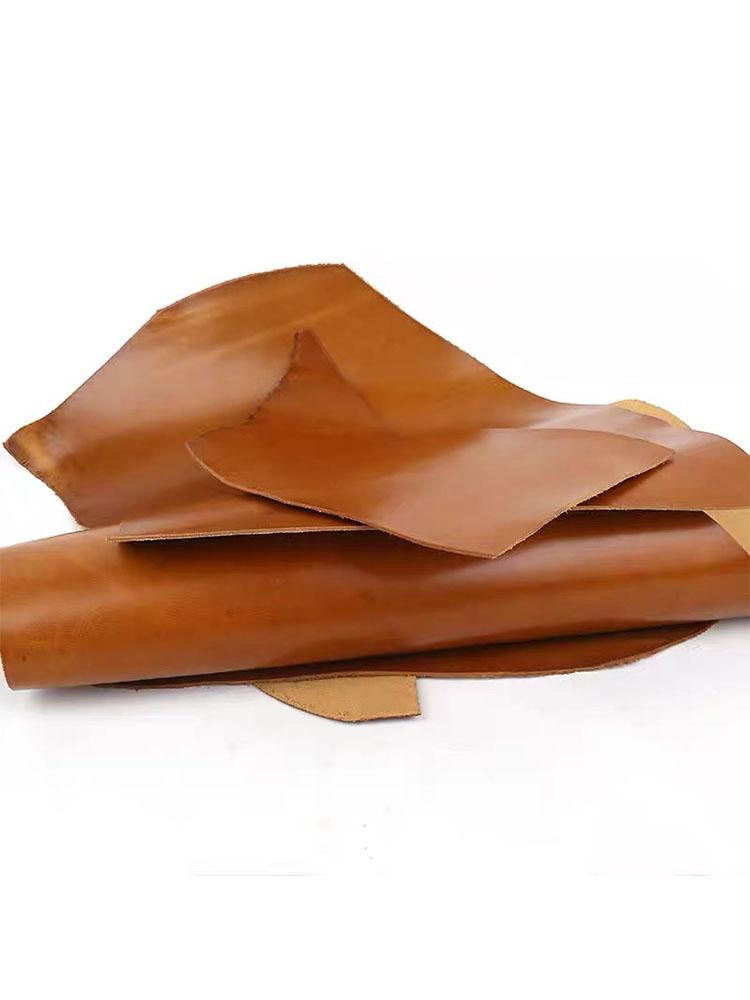 Yellow brown 2mm stiff oil wax leather, genuine leather, top layer handmade DIY ledger, leather bag, wallet, card bag