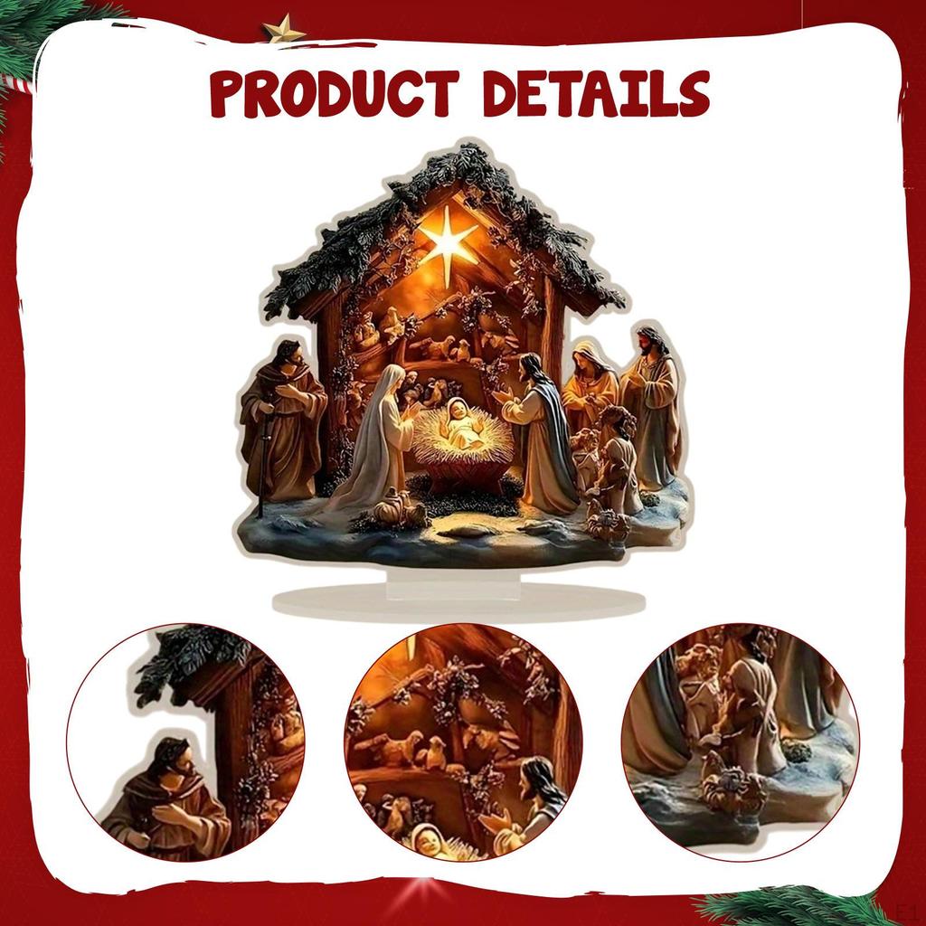 2D Jesus Geburt Deko Tischmittelstück mit Sockel Religiöses Geschenk Kunsthandwerk Weihnachten Krippenszene