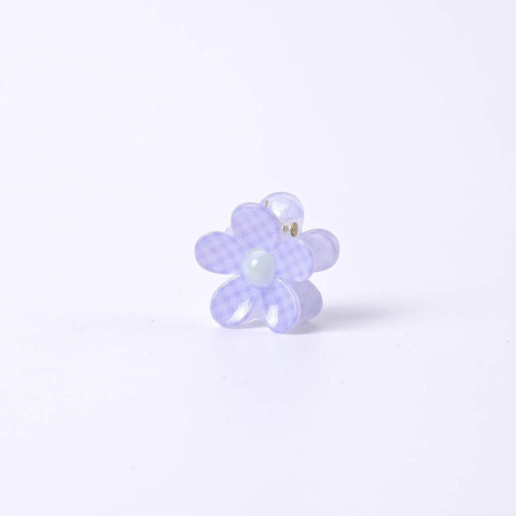 2.5cm Frangipani Grid Print Hair Claw Clip for Kids