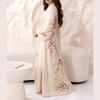 Spring new women's clothing, European and American dresses, printed lantern sleeves, waist strap, fringed long dress