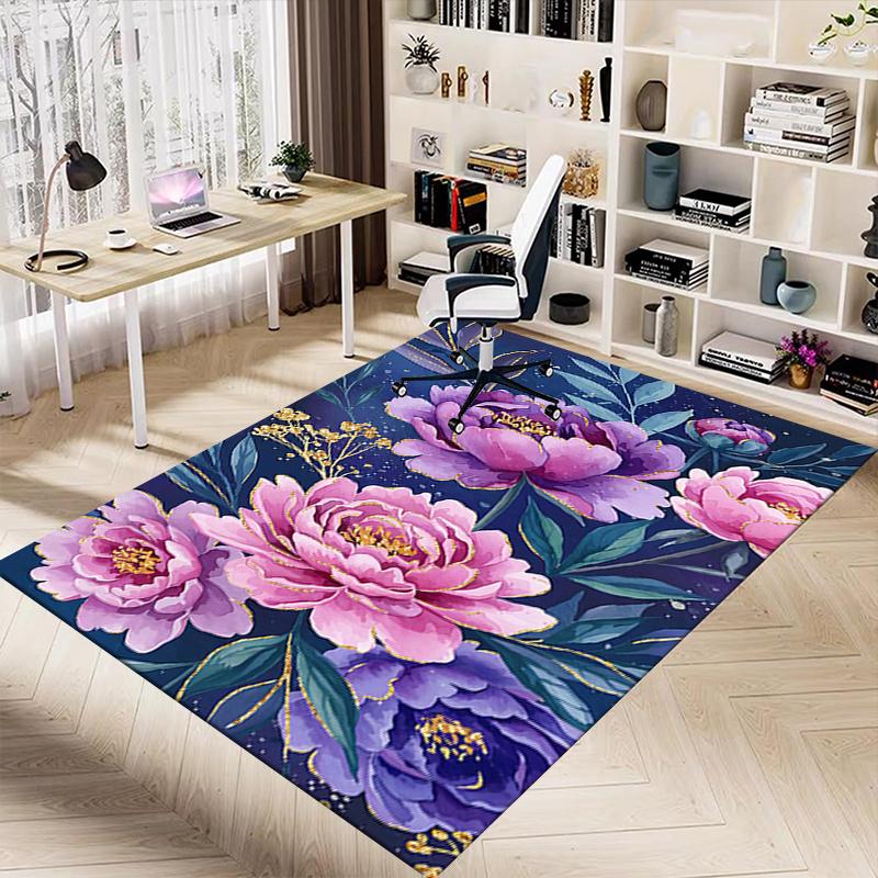 1pc Floral Artwork Area Rug Soft Flannel Floor Mat for Living Room, Bedroom and Carpet, Sofa Coffee Table Floor Mat, Decorative Rug Q02