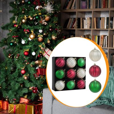9 Christmas Ornaments with 8cm Shiny Balls for Hanging, Ideal Concerts, Wreaths, Family