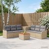 Sofa Set 8 pcs. Beige and Light Grey Poly Rattan and Steel