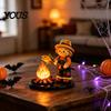 Cute Resin Spooky Decor Halloween Campfire Tealight Holder, Matte Ghost Mummy Scarecrow Figurine, Stable Niche Handmade Art Round Base Table