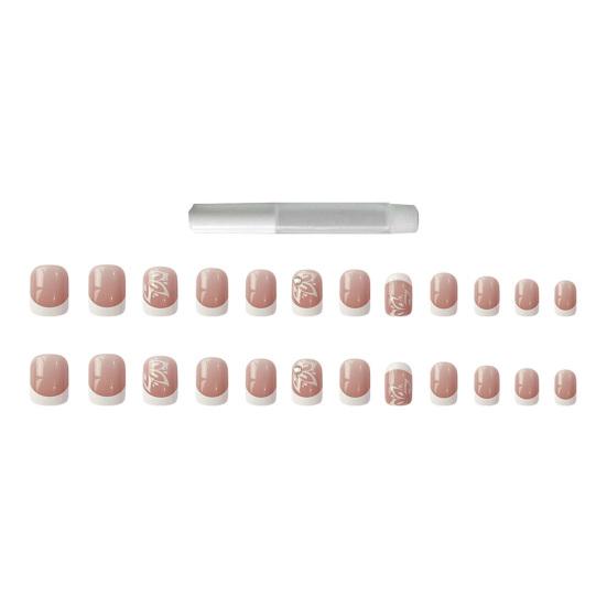 

Yousheng 1 комплект накладных ногтей безвредный полный глянец DIY с клеем французский стиль пестик цвет кожи наращивание ногтей короткие кончики маникюрный салон поставки A