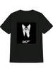 Casual Graphic T-shirt - Black with White James Bond 007-Inspired Suit & Tie Print
