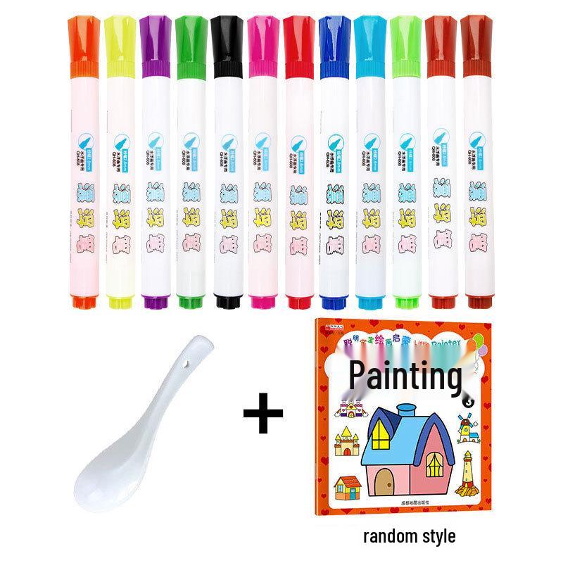 Water-Based Colorful Whiteboard Marker & Magic Floating Paintbrush for Kids - Erasable and Easy To Use