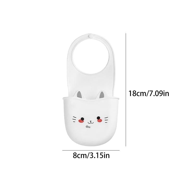 White Cartoon Cat Hanging Basket Soft Snap Fastener Faucet Sponge Holder Silicone Sink Hanging Storage Bag Faucet Accessories
