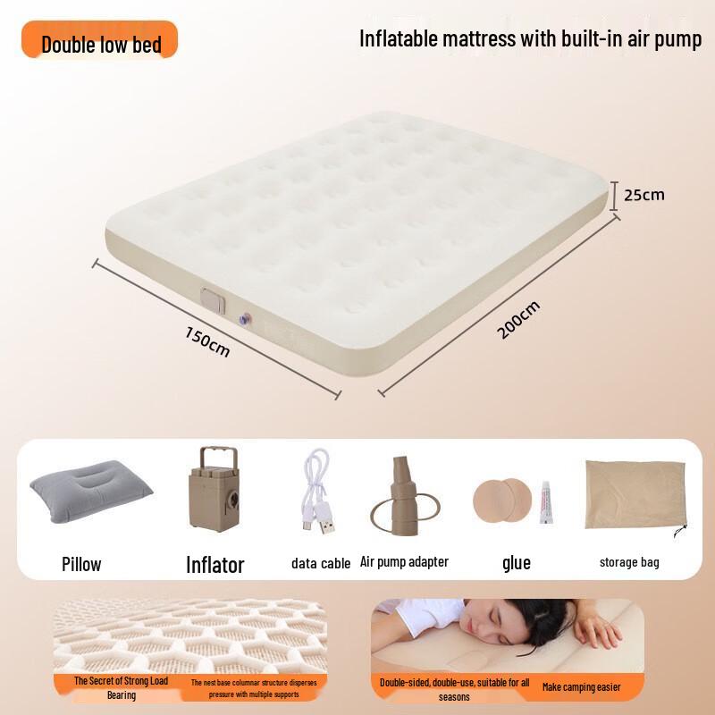 Longchan Automatic Inflatable Air Mattress with 3 Pillows