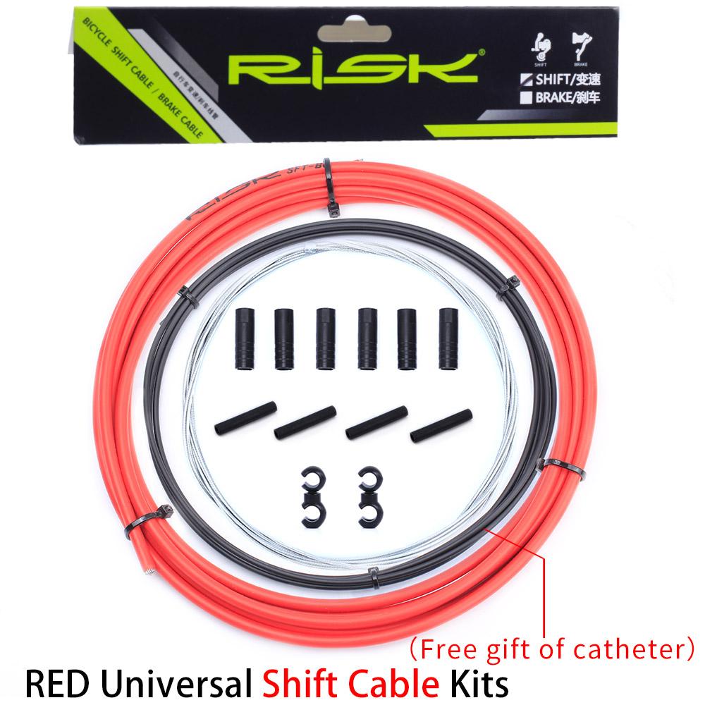 

RISK Bicycle Brake Cable Kit Shift Housing Guide Mountain MTB Road Bike Inner Wire Line Set Derailleur Hose End Cap Cycling Tube Shift Set Red