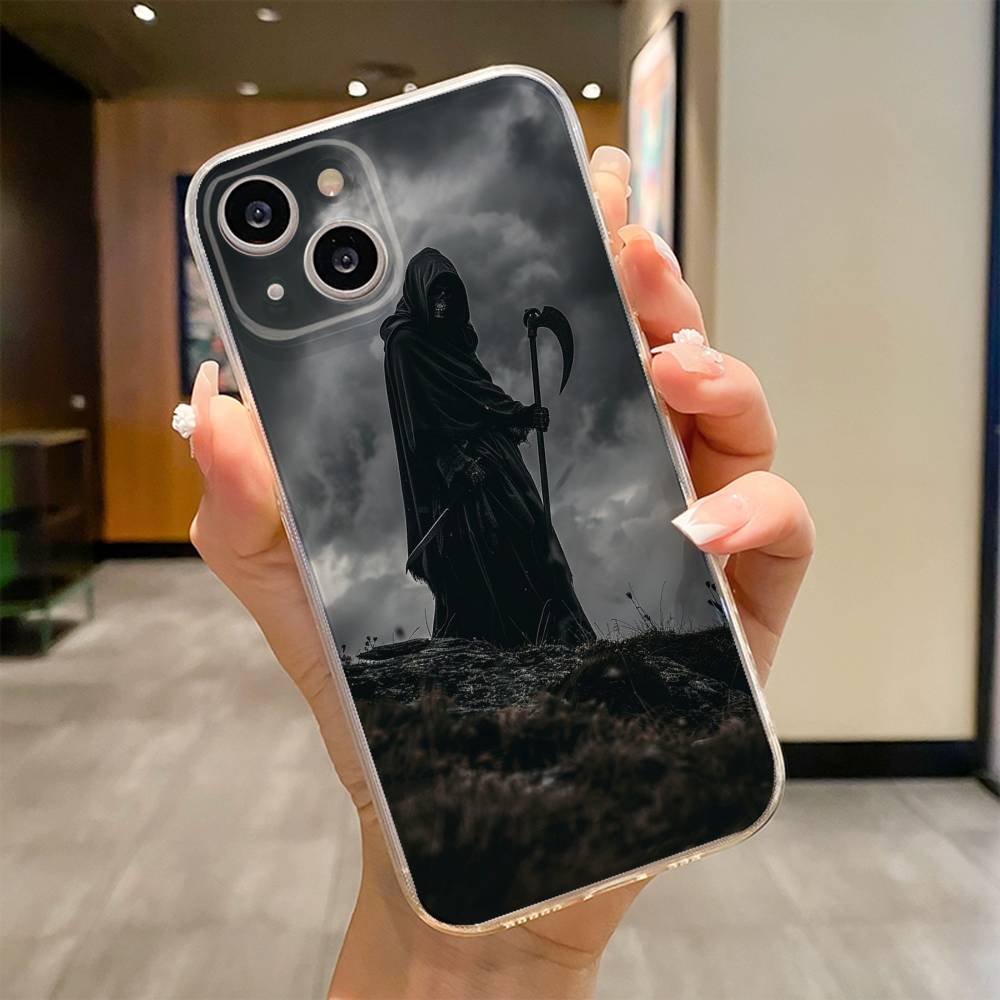 Skull Skeleton Grim Reaper Phone Case For iPhone 17 16e 16 15 14 13 12 11mini Pro Max X XR XSMAX 8 7 Air Plus Soft Cover
