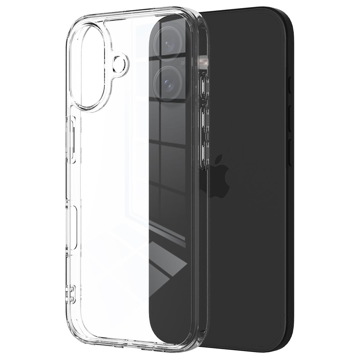 

For iPhone 16 Plus Case Crystal Transparent Acrylic+TPU Phone Cover A