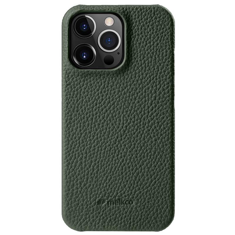MELKCO For iPhone 13 Pro Max 6.7 inch Large Cutout Phone Case Genuine Cow Leather+PC Cover