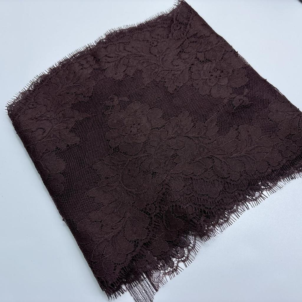 Dantelă Chantilly Franceză Maro Închis 3m x 22cm, Dantelă cu Gene din Nailon Inelastic pentru Cusut, Sutien, Lenjerie Intimă, Rochie, Articol de Îmbrăcăminte, Artizanat