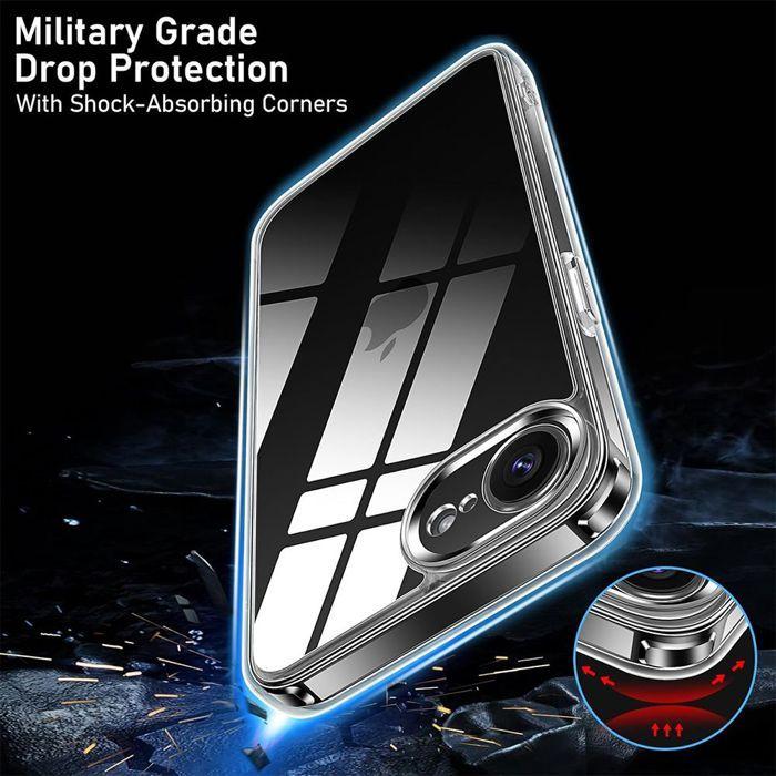 Coque et 2 Verres Trempés pour iPhone 16e - Protection Renforcée Antichoc Silicone Transparent