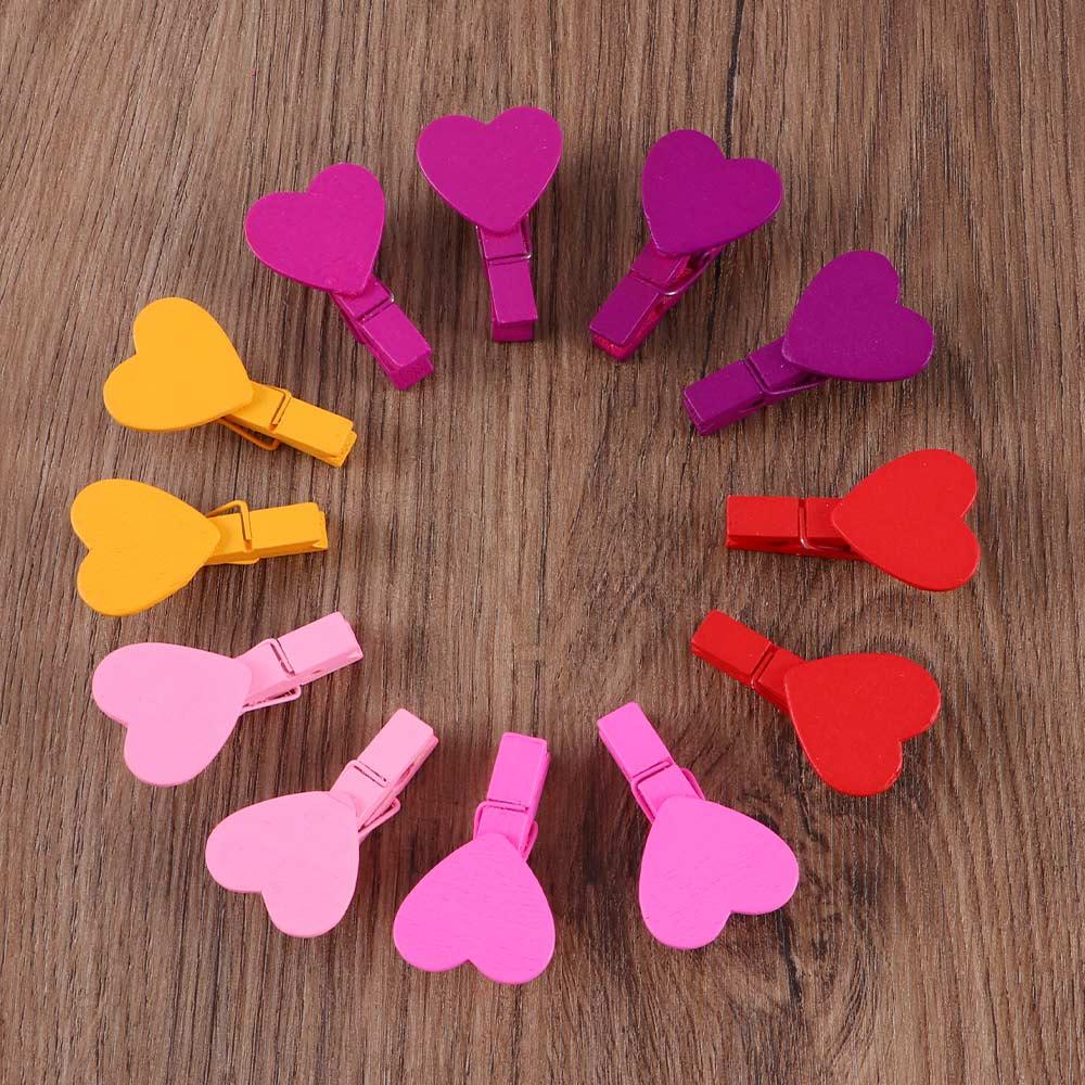 Fashion Amusing Heart Love Wooden Photo Paper Peg Pin Clothespin Craft Clips