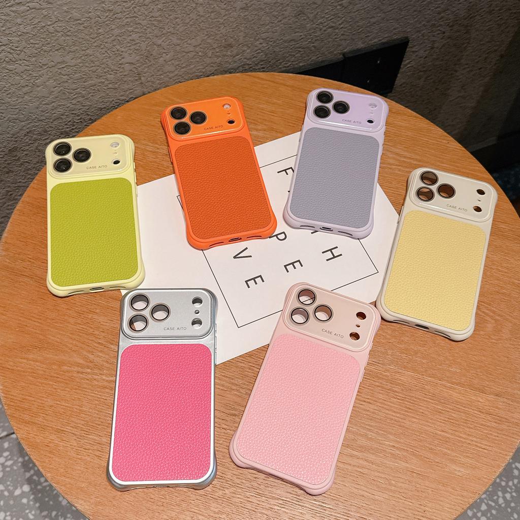 New color airbag anti-drop second change 17 lychee pattern suitable for iPhone17pro max Apple 16 mobile phone case 14/15
