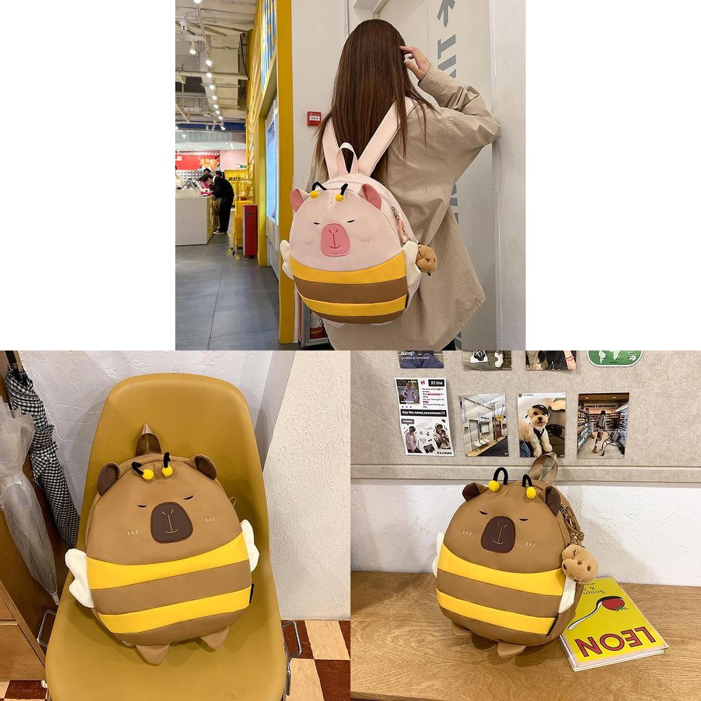Nylon Cute Honeybee Backpack With Embroidery For Casual Travel And Student Use