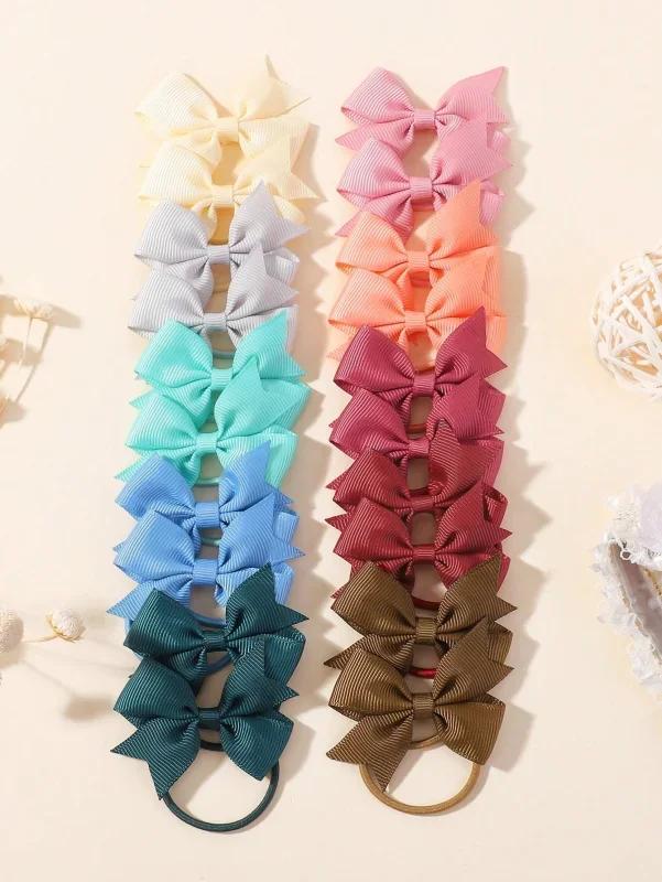 

20Pcs/set 2.1inch Cute Bowknot Hairband Ribbon Head Rope for Girls Boutique Headwear Kids Hair Accessories Gifts