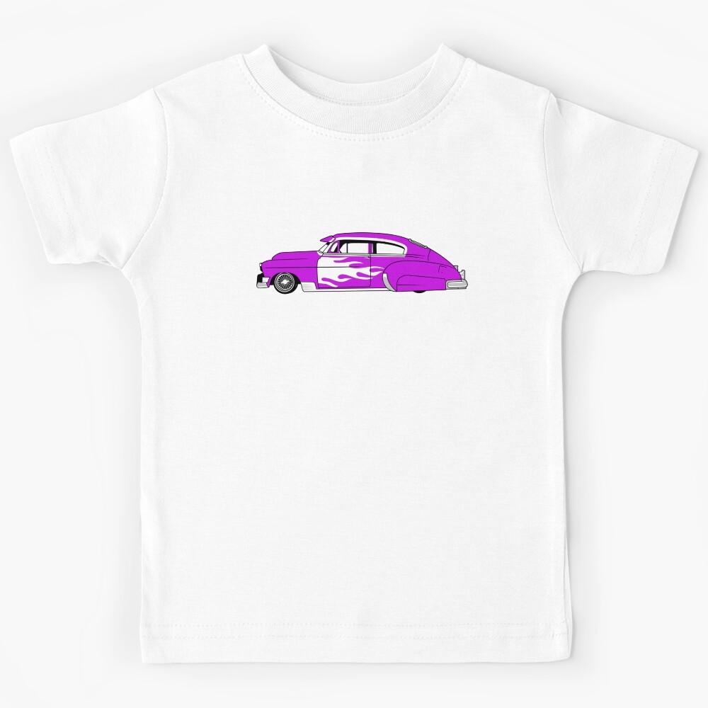 American Lowrider. Purple. White Flames. Kids T-Shirt 110