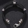 Punk Genuine Braided Men Leather Bracelet Bangles Shield Stainless Steel Lobster Clasp Bracelet Jewelry Gifts