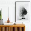 Minimalistisches Schwarz-Weiß Berg Baum Krähe Landschaft Poster Druck Leinwand Gemälde Abstrakt Wandkunst Wohnzimmer Heimdekor