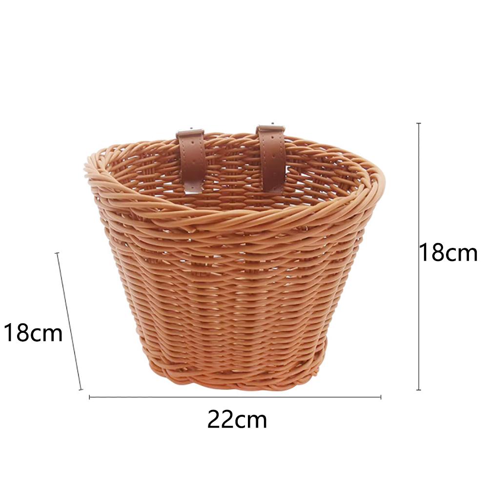 Retro Bike Basket Wicker Woven Bicycle Front Handlebar Storage Basket Durable