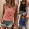 2026 Women's Fashion Button Design Summer New Solid Color Tank Top for Women