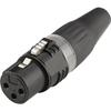 Straight Male XLR Connector - HICON - Standard Model - 3 Pins - Black - 1 Piece