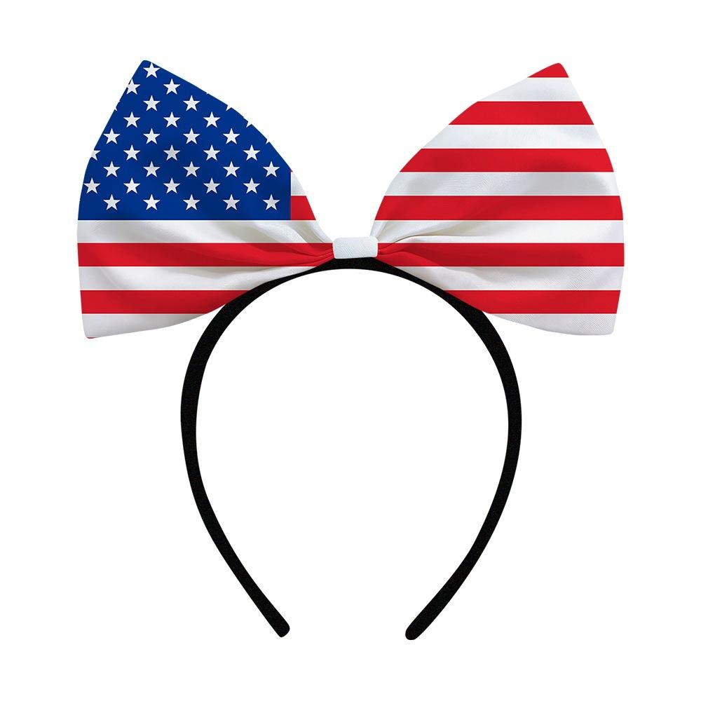 

Patriotic Bow Headband Glittery American Flag Hairband 4th Of July Headband Flexible Independence Day Headband For Veterans Day