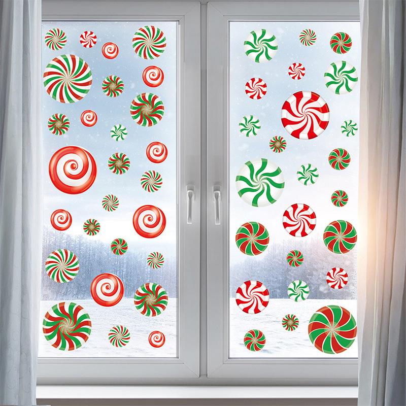 9 Sheets Christmas Colorful Window Glass Stickers Decorations Candy New