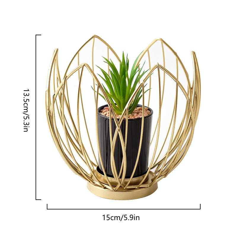1PC Plants Holder Gold Desktop Ornament Metal Iron Home Decoration Vase Geometric Bonsai Nordic