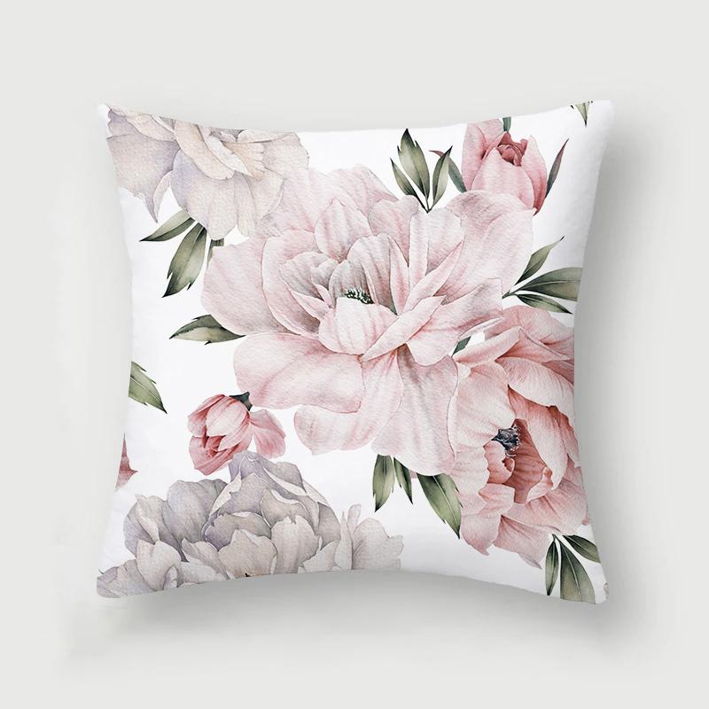 Rose Collection Floral Print Pattern Cushion Cover Home Living Room Sofa Decoration Square Polyester Pillow 45X45Cm