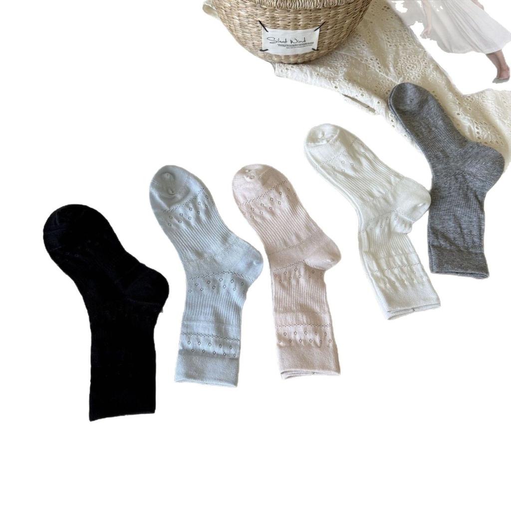 Thin Small Fresh Socks Korean Solid Color Hollow Mesh Love Socks Versatile Socks Cotton