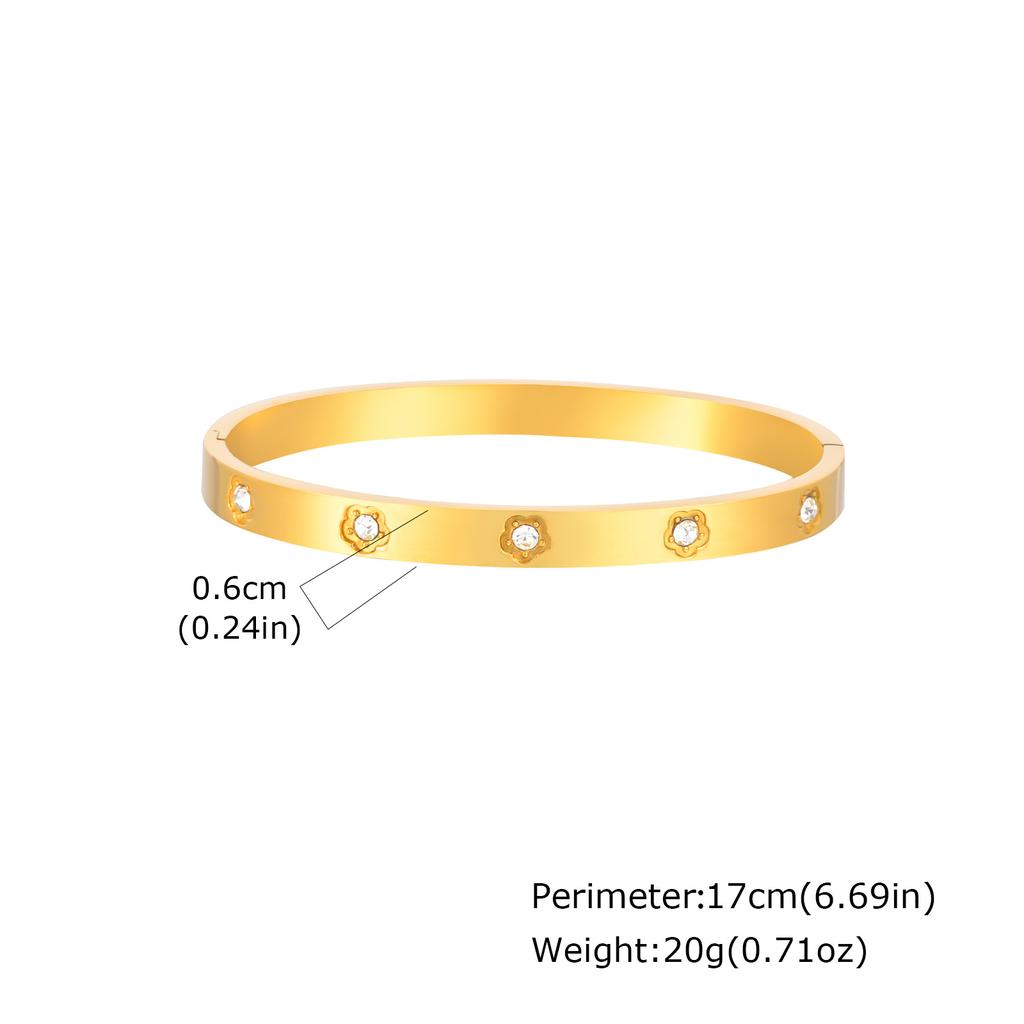 Luxury Flower Bowknot Star Zircon Bracelet for Women,High Quality Stainless Steel Openable Bangle,Gold Plated Waterproof Jewelry