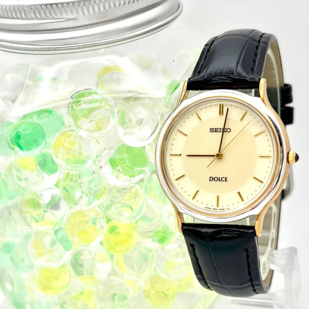 [Хорошее состояние/Новый аккумулятор] Мужские часы SEIKO DOLCE 5E61-0A20 3D1186 Новый ремешок