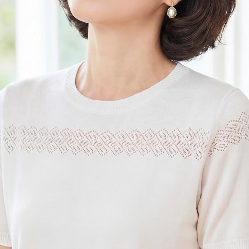 Women's Thin Loose Fit Short Sleeve Knit T-Shirt with Silk Blend