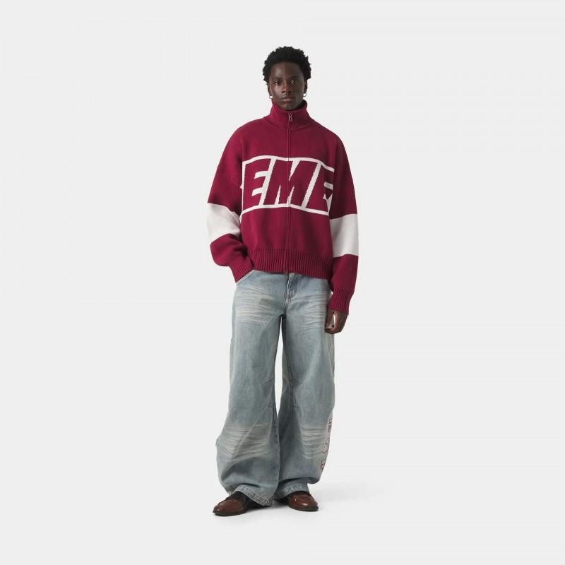 EME Strickpullover mit Doppelreißverschluss Stern Unisex Lockerer Lässiger Fit Pullover XL