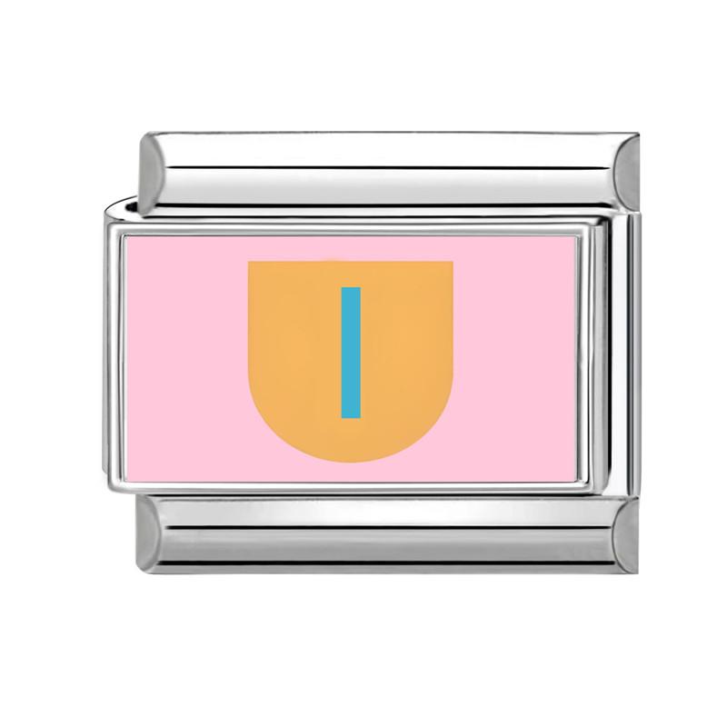 New Lovely 26 English Letter Pink Italian Charm Links Fit 9MM Stainless Steel Bracelet Women Men DIY Birthday Making Gift