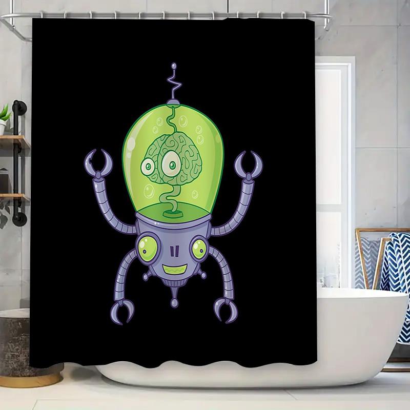 

Unique Alien Brain Shower Curtain Funny Sci-Fi Space Galaxy Bathroom Decor Set Waterproof Modern Home Decor W60H190(CM)-1 Pcs