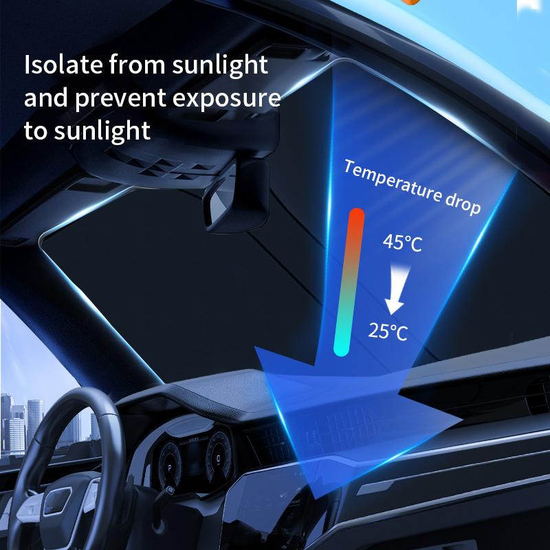 New Car Front Sunshades Foldable Windshield Sun Blocker Cover UV Protection Curtain Universal Fit for Car, Truck,SUV