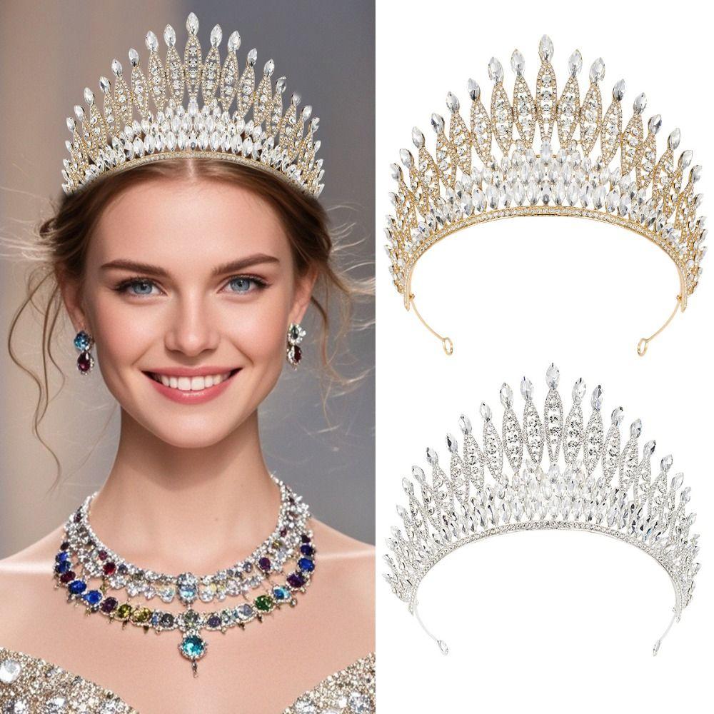 Elegant Baroque Queen Tiaras Luxury Bridal Headwear Rhinestone Diadem  Wedding Party Supplies