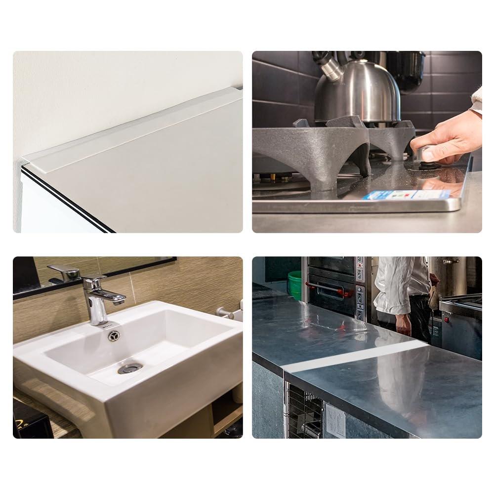 ANSAIRUI 2-Pack Silicone Stove Counter Gap Covers 53cm White Kitchen Sink Washer Gap Filler Washable Reusable Flexible Guard