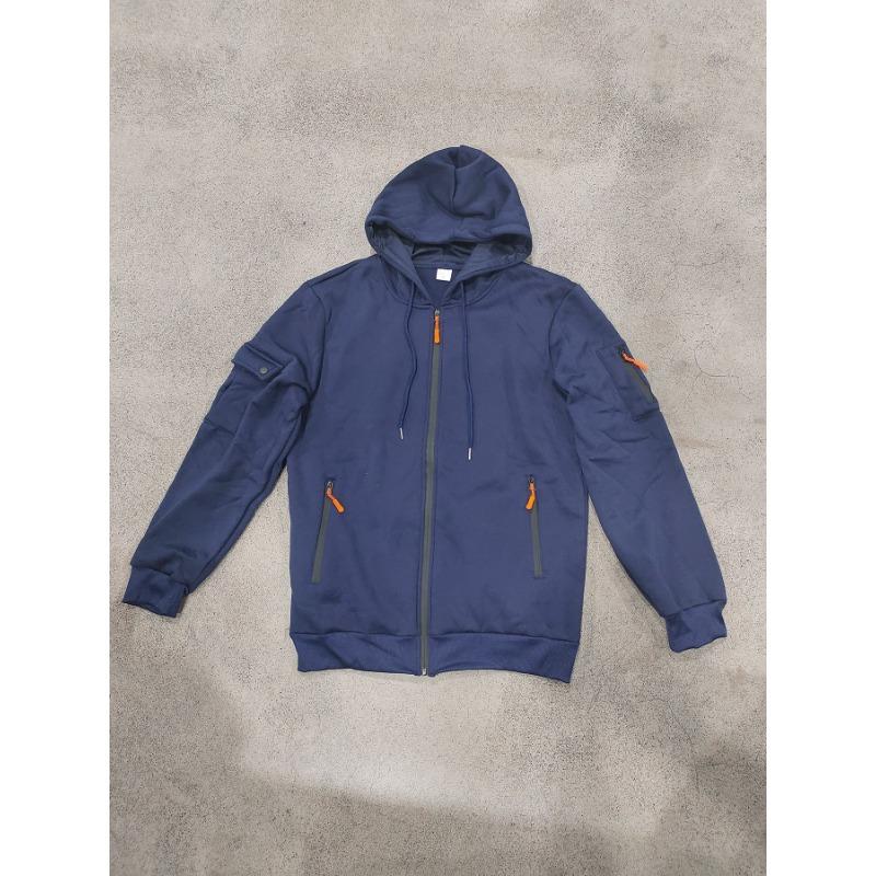 Men Loose Plus Size Zip Up Hooded Fleece Lined Casual Sports Open Front Hoodie Jacket