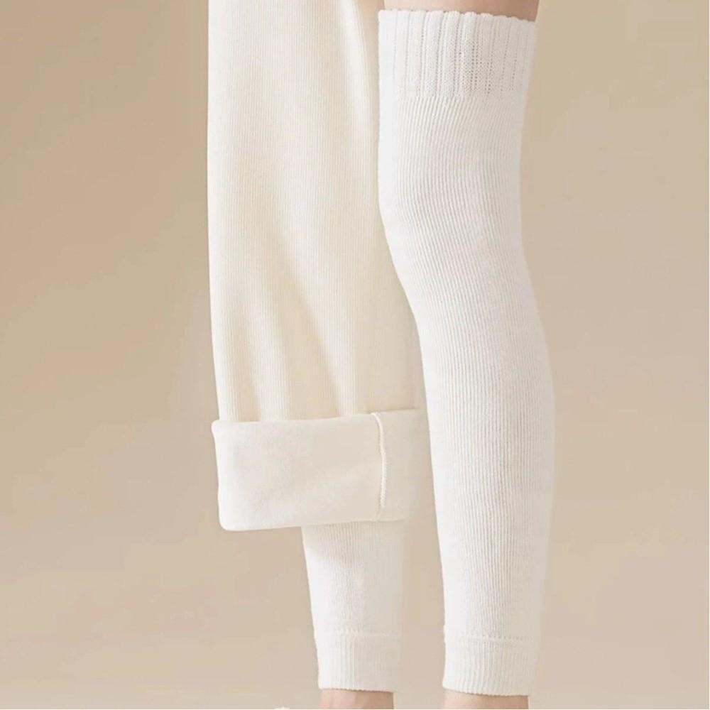 Fleece-lined Knee-High Stockings Thicken Long Tube Socks Soft Over Knee Sock  Winter