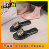 High-value new flat-bottomed seaside cool slippers 2025 summer Internet celebrity versatile one-word slippers women's wear